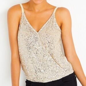 Maurices silver sequin surplice tank top blouse